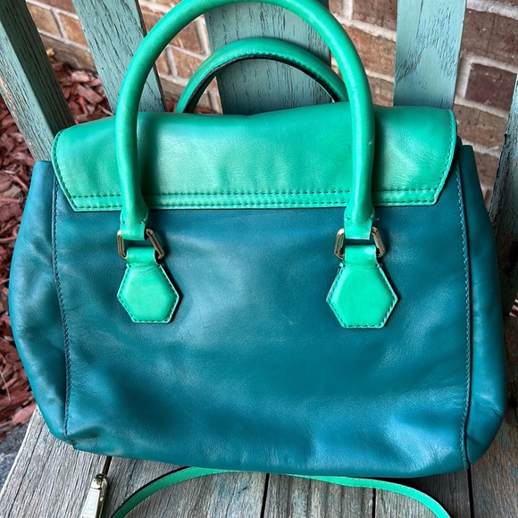 KATE SPADE Colorblock Emerald Satchel Catherine St. Joanie Green Leather 💚 - Picture 8 of 16